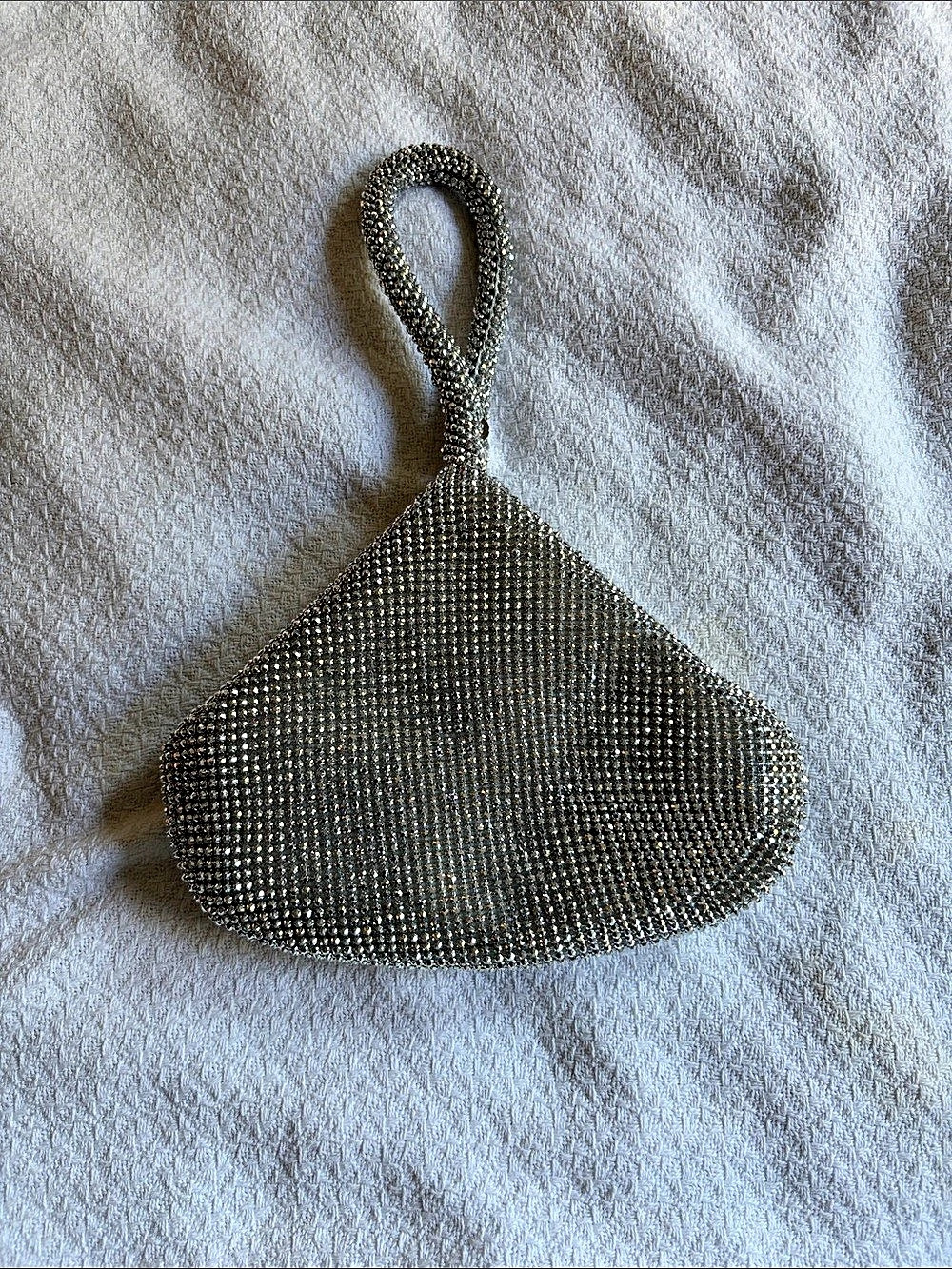Metallic Mesh Shoulder Bag in Silver Like New